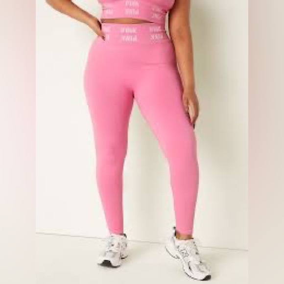 VS Pink SET Seamless Sports Bra & Seamless High Waist Leggings In Dreamy Pink - Picture 8 of 10
